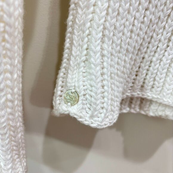 Pure Handknit Chunky Sweater Cardigan Womens XS White Artsy Buttons Cottagecore - Picture 9 of 14